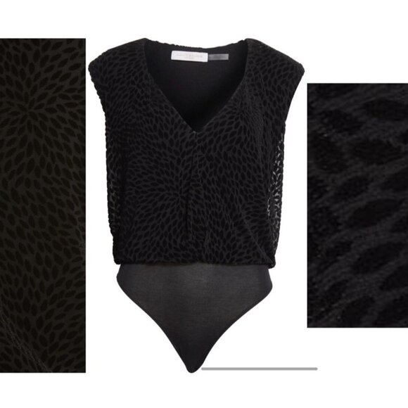 Ramy Brook Regina Velvet Burnout Bodysuit Size XS Black NWT $278 Sleeveless - Picture 14 of 14